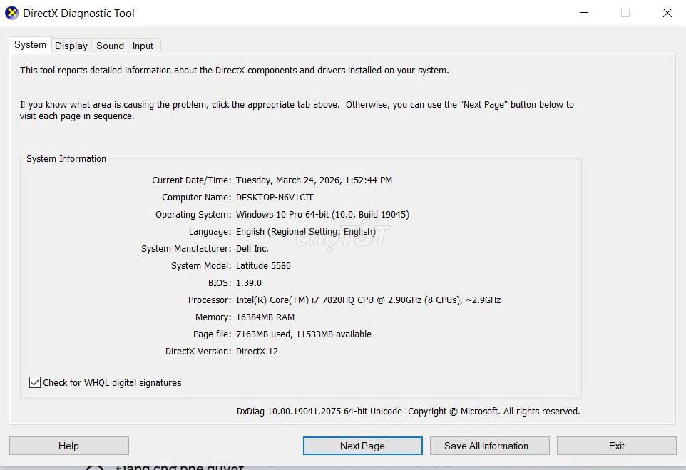 Dell Latitude 5580 i7 16GB/256GB Đen. Mua bán Laptop tại Thành phố Thuận An Bình Dương được đăng bởi Thiện O9OI370396 hình 1