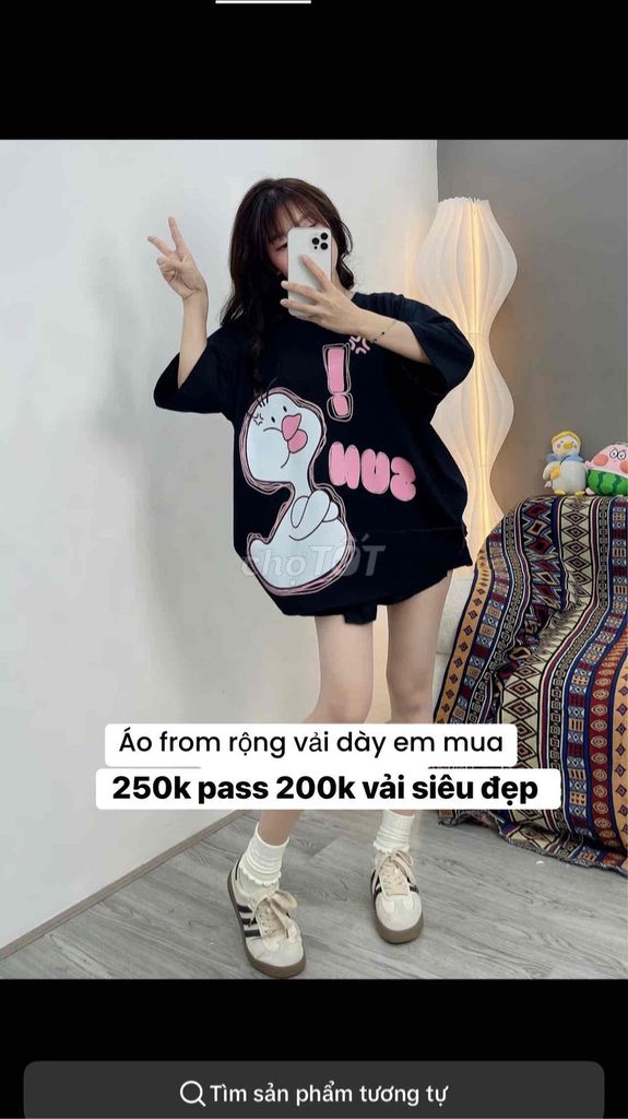 Áo thun nữ form rộng Đen. Mua bán Quần áo tại Huyện Thống Nhất Đồng Nai được đăng bởi Thúy Hoa hình 1