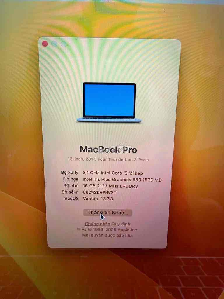 Apple MacBook Pro i5 13 inch 16GB Xám. Mua bán Laptop tại Huyện Chư Prông Gia Lai được đăng bởi Bố Trẻ Con hình 1