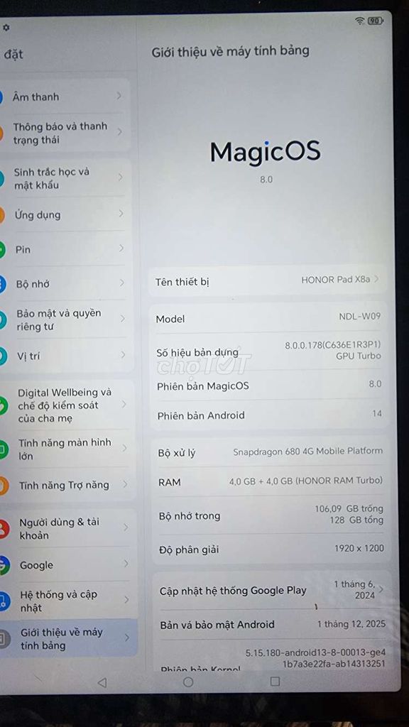 Honor Pad X8a 4GB/128GB Xám. Mua bán Máy tính bảng tại Quận 8 Tp Hồ Chí Minh được đăng bởi Mỹ Mỹ Store hình 1