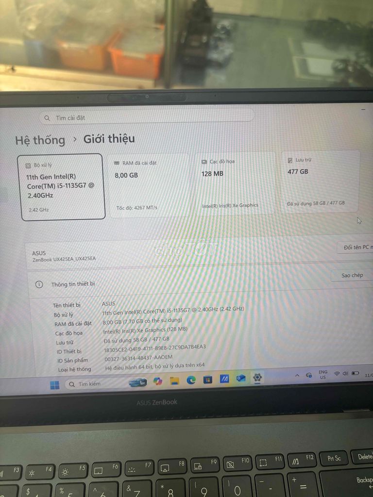 ASUS ZenBook UX425EA i5 8GB/512GB Đen Like New rẻ. Mua bán Laptop tại Quận Hà Đông Hà Nội được đăng bởi Shop laptop công nghệ máy tính Chiến thắng hình 1