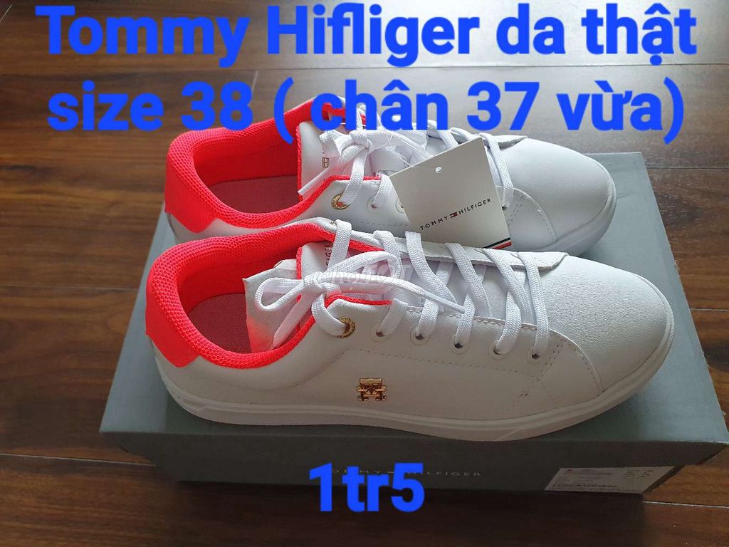 Giày Tommy Hifliger đế hồng da thật mới 100%