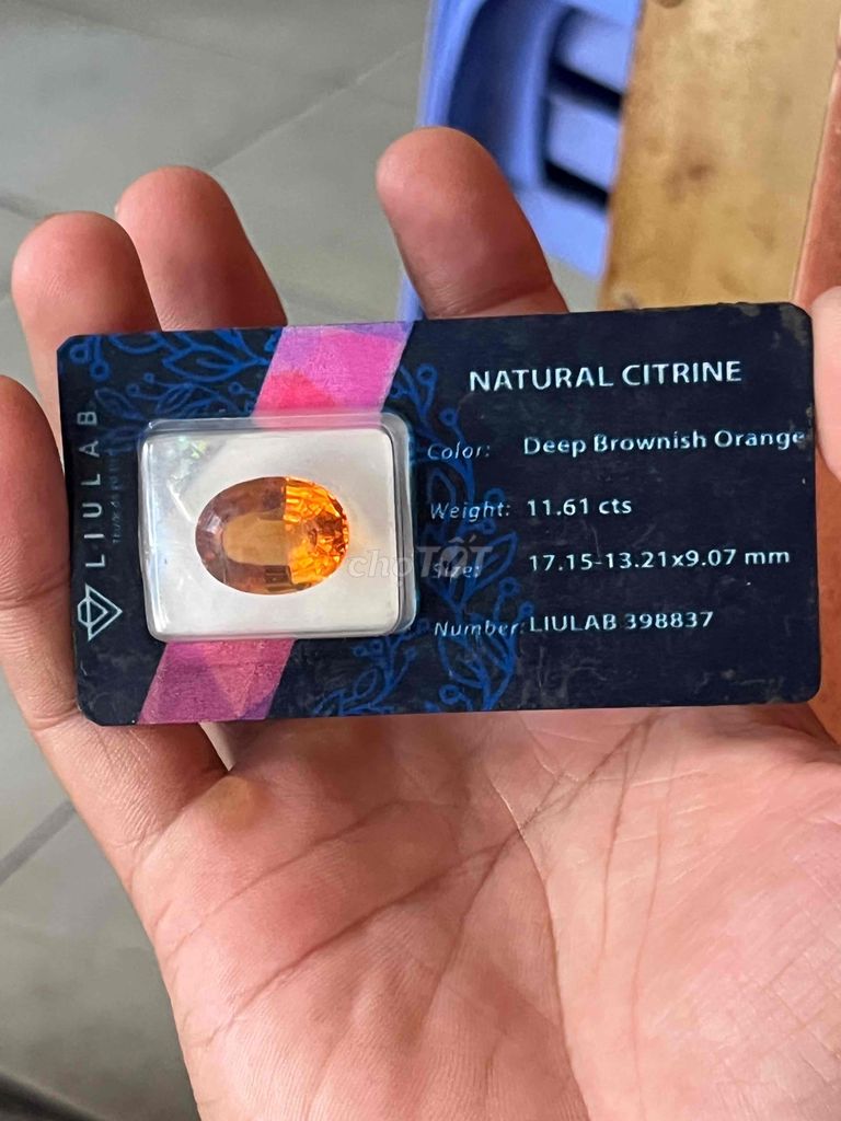 Viên đá Citrine natural lửa mật ong đã kiểm định