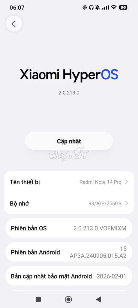 Xiaomi Redmi Note 14 Pro 256GB. Mua bán Điện thoại tại Thành phố Thủ Đức Tp Hồ Chí Minh được đăng bởi Nguyễn Phạm Thanh Phú hình 1
