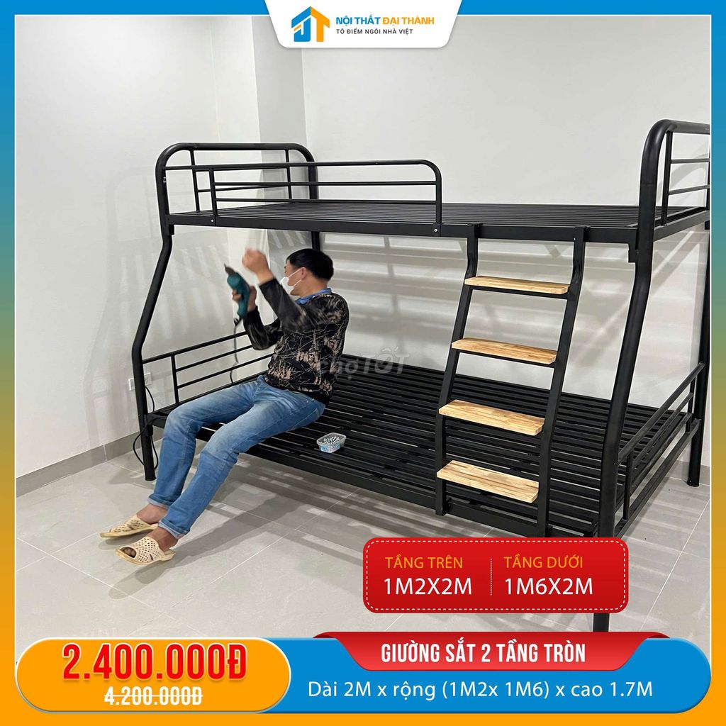 Giường 2Tầng Lệch Trên 1M2 Dưới 1M6 Ống TrònGiá Rẻ. Mua bán Giường, chăn ga gối nệm tại Quận Tân Phú Tp Hồ Chí Minh được đăng bởi NỘI THẤT ĐẠI THÀNH hình 1