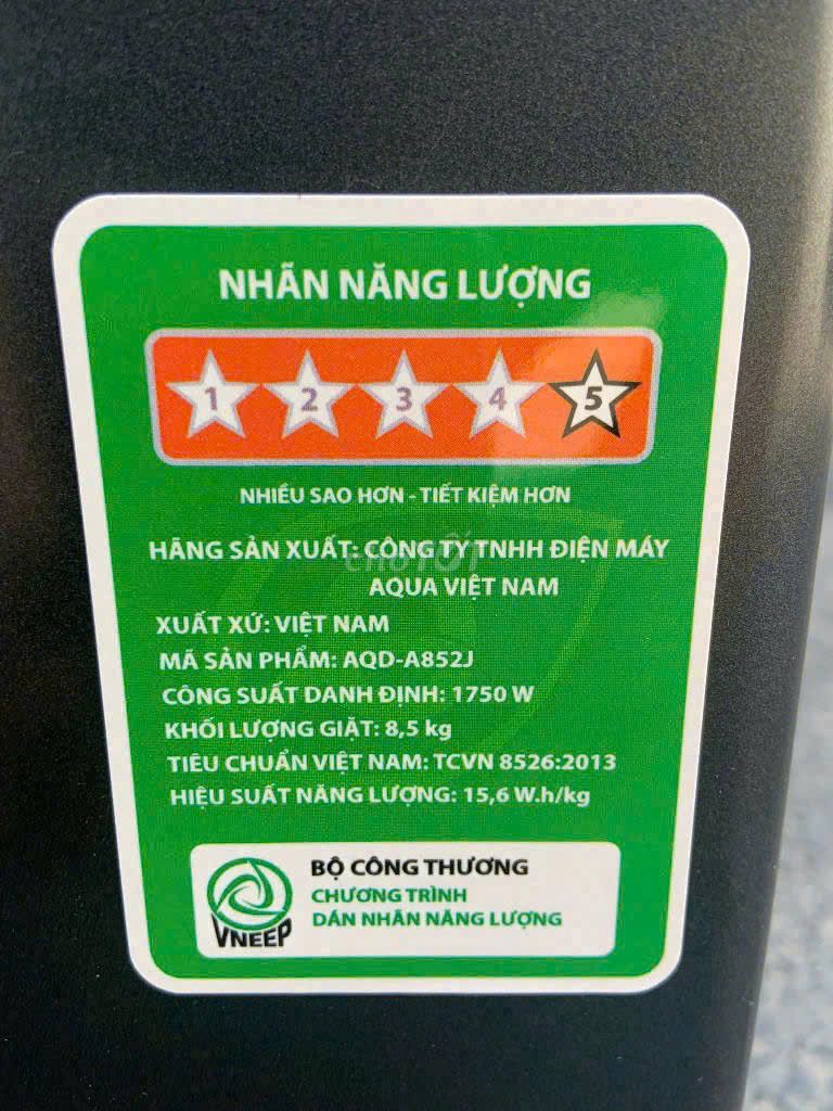 Máy giặt Aqua Inverter 8.5 kg AQD-A852J BK,MỚI