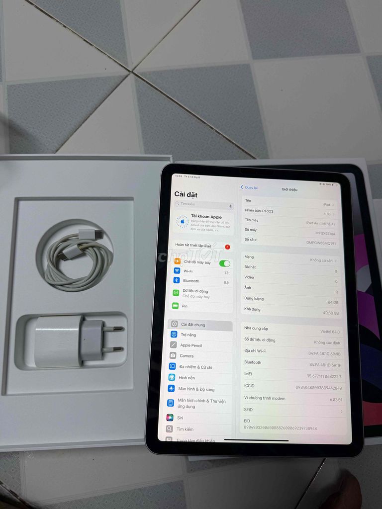 Apple iPad Air 4 64GB Bạc 4G. Mua bán Máy tính bảng tại Quận Nam Từ Liêm Hà Nội được đăng bởi nakasaki hình 1