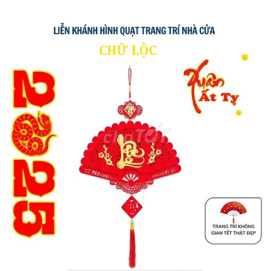 liễn treo hình Quạt chữ TẾT - PHÚC - LỘC - THỌ