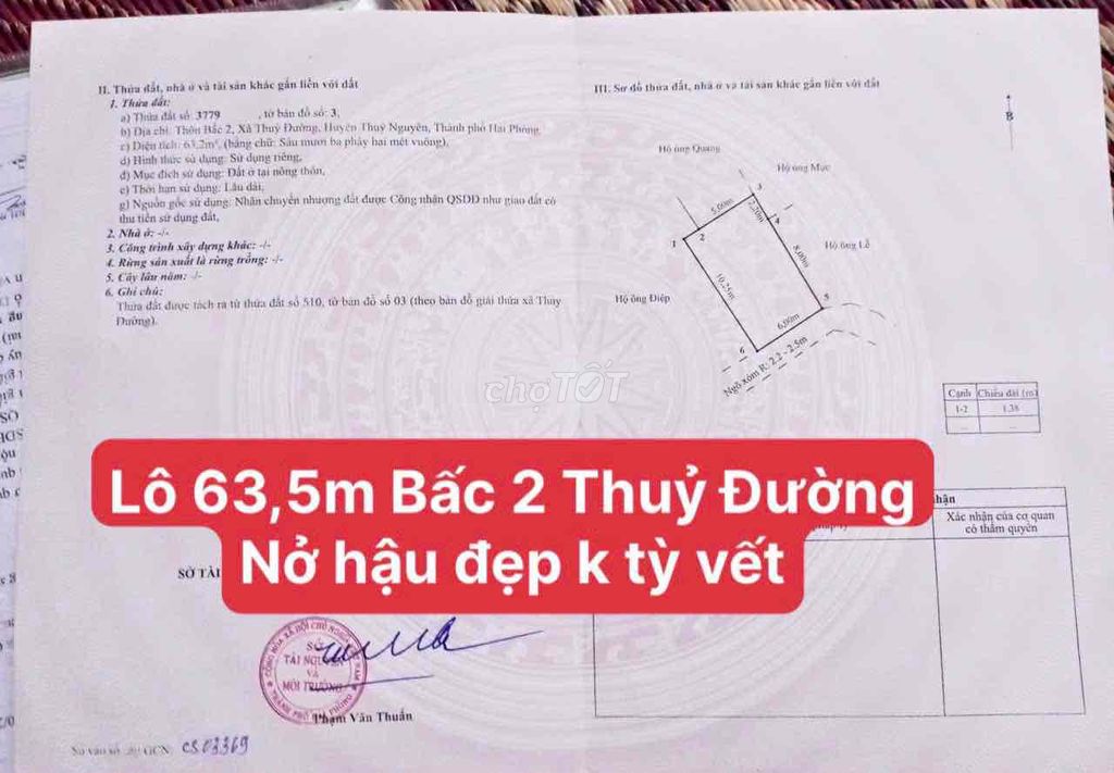 🇻🇳Chỉ 1tỷ nhỉnh sở hữu ngay LÔ ĐẤT BẤC 2 THUỶ ĐƯỜNG