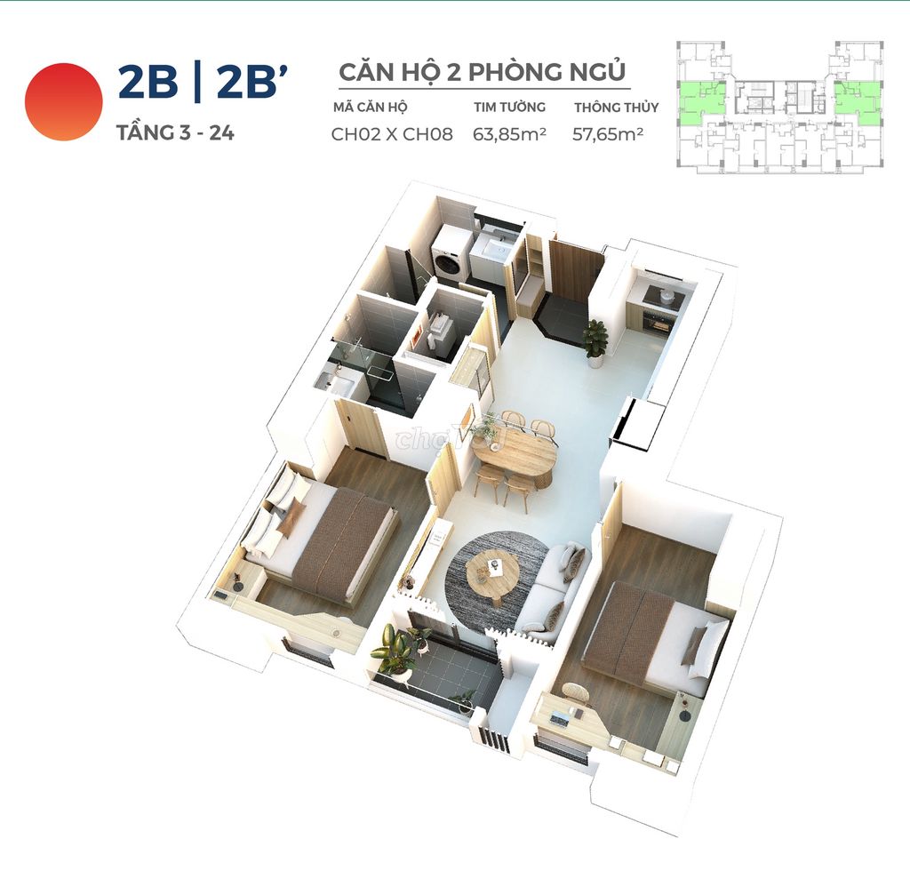 CĂN HỘ VIEW BIỂN 2PN GIÁ 5.742 TỶ SỞ HỮU LÂU DÀI - HIYORI AQUA TOWER