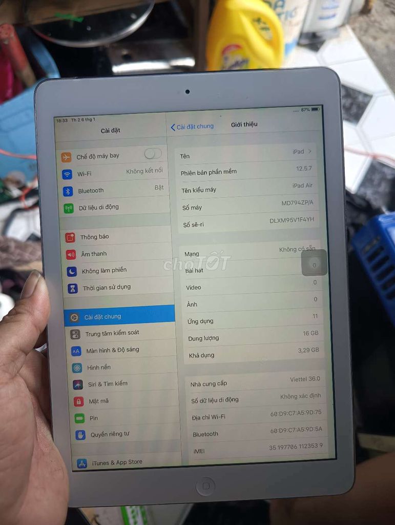 Apple iPad Air 16GB Xám. Mua bán Máy tính bảng tại Thành phố Thủ Đức Tp Hồ Chí Minh được đăng bởi v hung cuong  hình 1