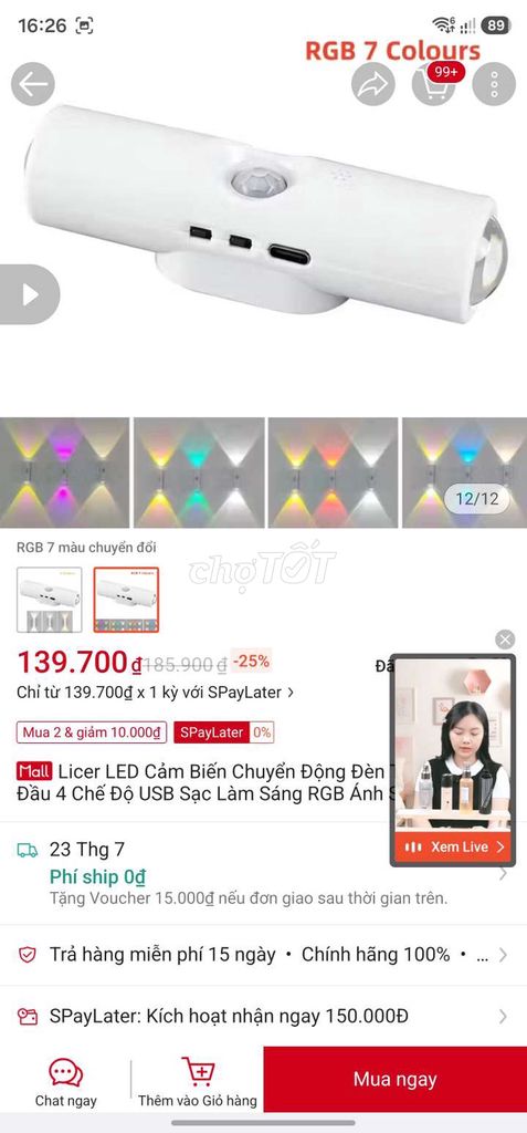 Đèn cảm biến Licer Trắng USB. Mua bán Đèn tại Quận Hà Đông Hà Nội được đăng bởi Tran Linh hình 1