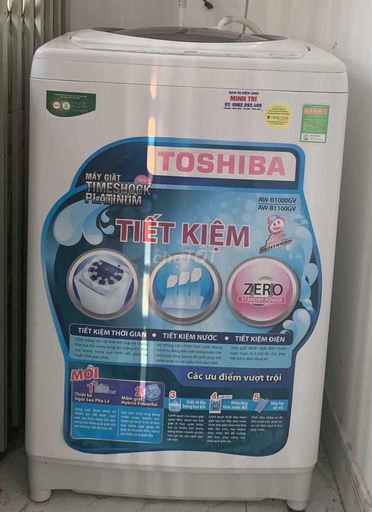 0907234571 - Máy giặt Toshiba 9kg lồng đứng ít xài, còn mới 95%