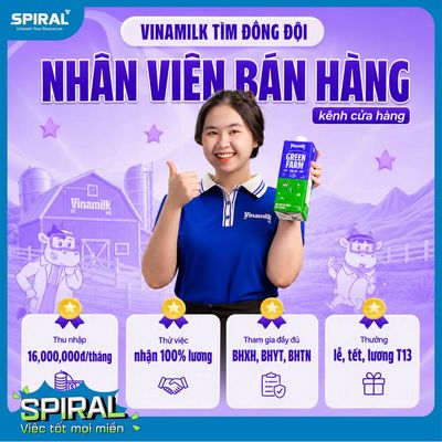 THÁI BÌNH - VINAMILK TUYỂN NHÂN VIÊN BÁN HÀNG