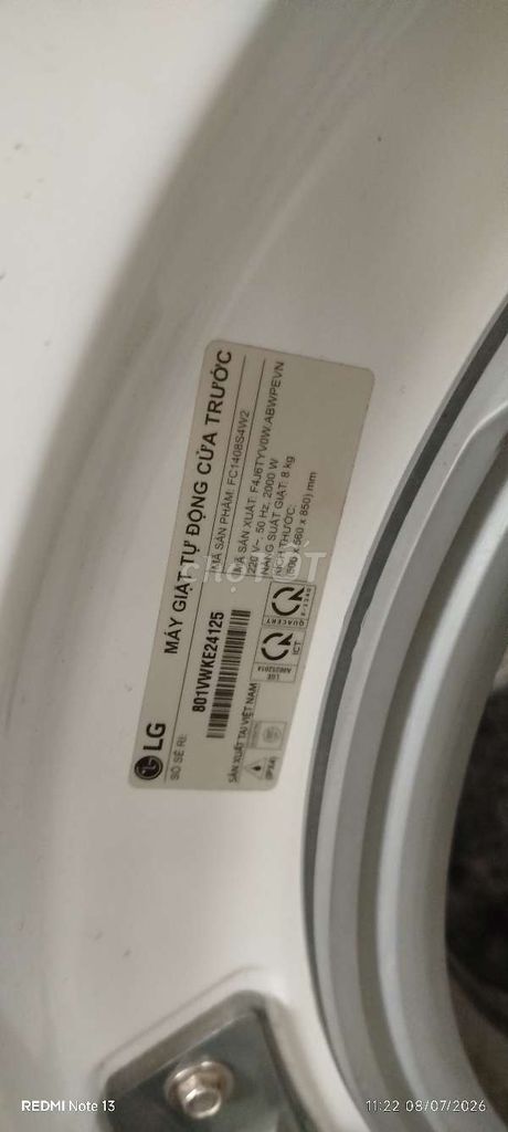 Máy giặt LG FC1408S4W2 8kg cửa trước Inverter. Mua bán Máy giặt tại Quận Hoàng Mai Hà Nội được đăng bởi Tien hình 1