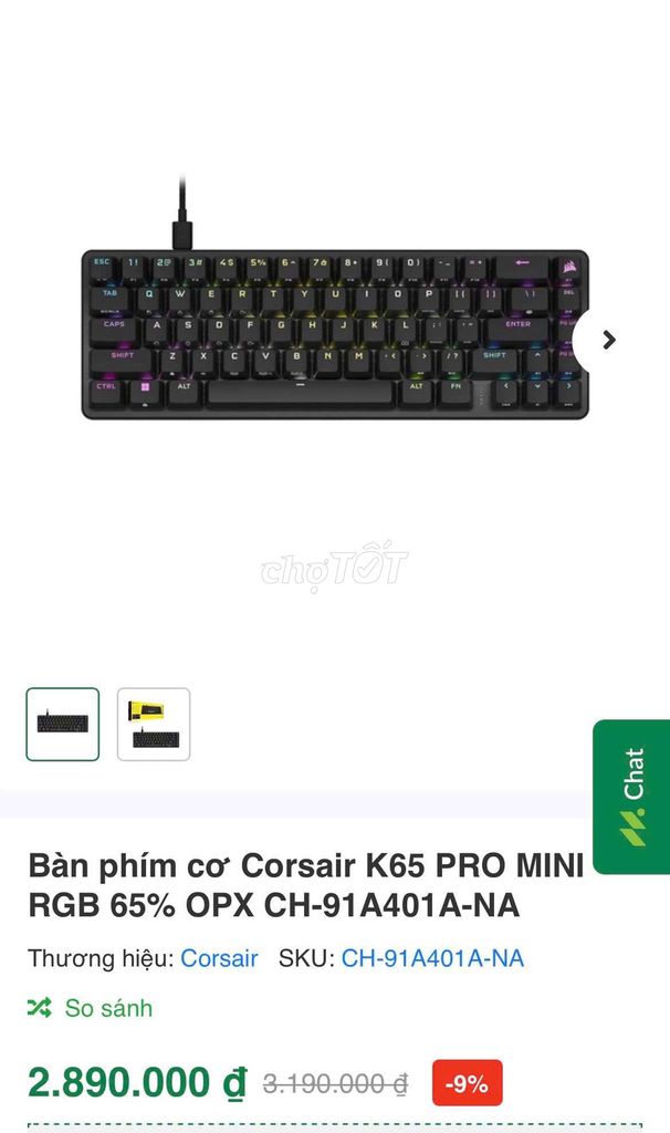 Bàn phím cơ Corsair K65 PRO MINI RGB. Mua bán Phụ kiện (Màn hình, Chuột...) tại Thành phố Thủ Đức Tp Hồ Chí Minh được đăng bởi Chuong Hoang hình 1