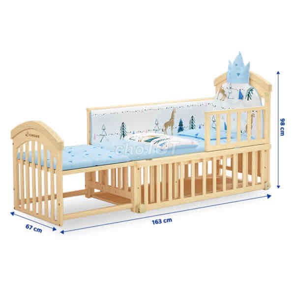 Nôi gỗ Chilux 6 in 1 + Đệm cũi xơ dừa