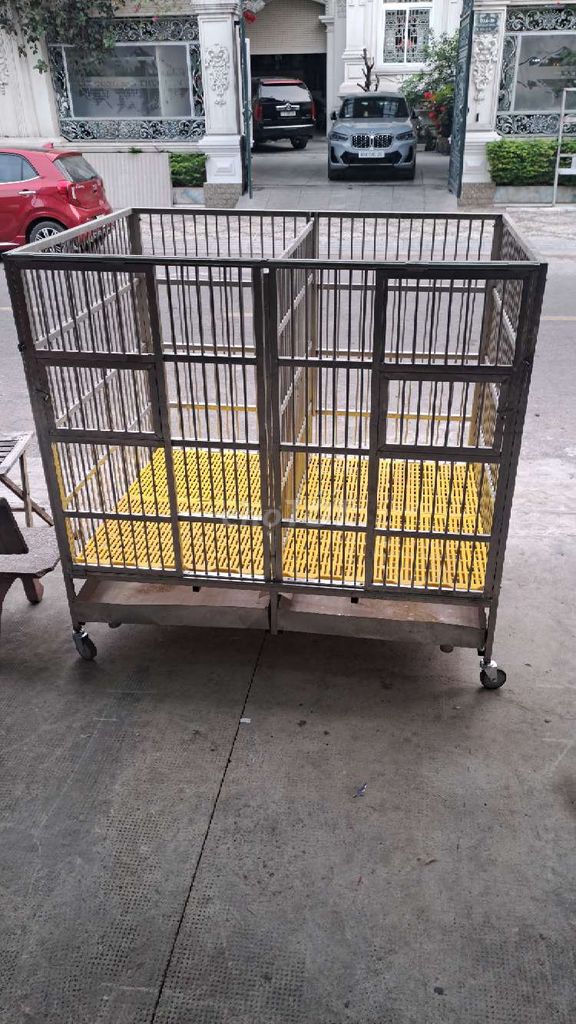 Chuồng chó inox 2 3 ngăn nuôi chó 60kg 70kg