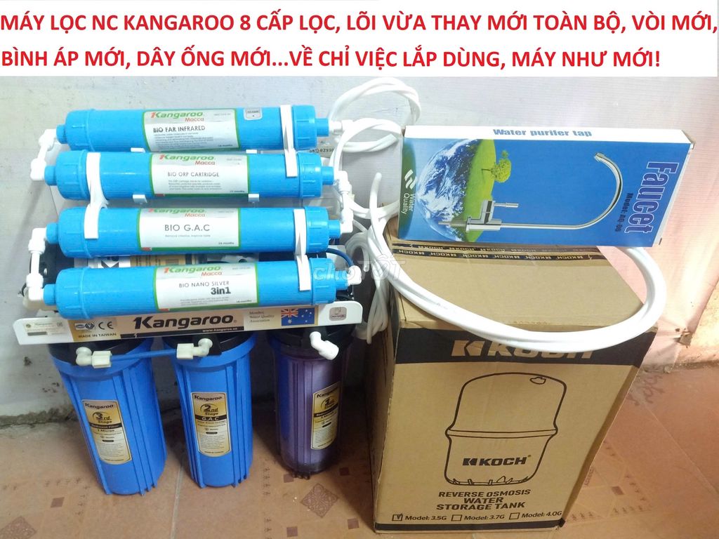 Lọc nc Kangaroo 8 cấp lọc, lắp gầm,lõi mới toàn bộ