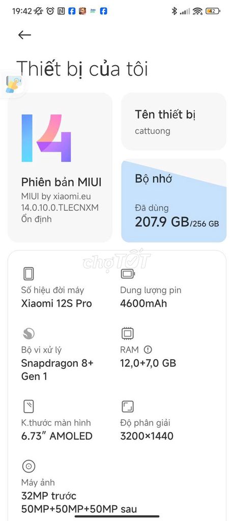 Xiaomi 12S Pro 256GB. Mua bán Điện thoại tại Huyện Ninh Phước Ninh Thuận được đăng bởi Phụng Huỳnh hình 1