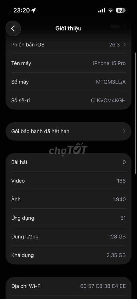 iPhone 15 Pro 128GB Đen Đã sử dụng. Mua bán Điện thoại tại Quận Gò Vấp Tp Hồ Chí Minh được đăng bởi Hoàng Bảo hình 1