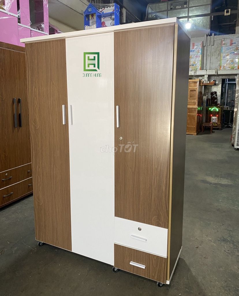 Tủ quần áo Nhựa Đài Loan Nâu, Trắng 1m7x1m04. Mua bán Tủ, kệ gia đình tại Huyện Trảng Bom Đồng Nai được đăng bởi Nội Thất Quang Hùng TD hình 1