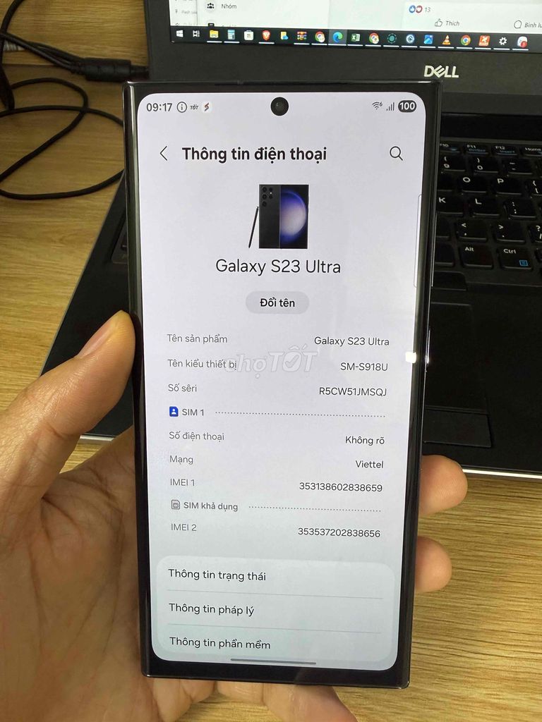 Samsung Galaxy S23 Ultra 256GB Đen Mỹ 99%. Mua bán Điện thoại tại Quận Hoàng Mai Hà Nội được đăng bởi Tran Dai hình 1