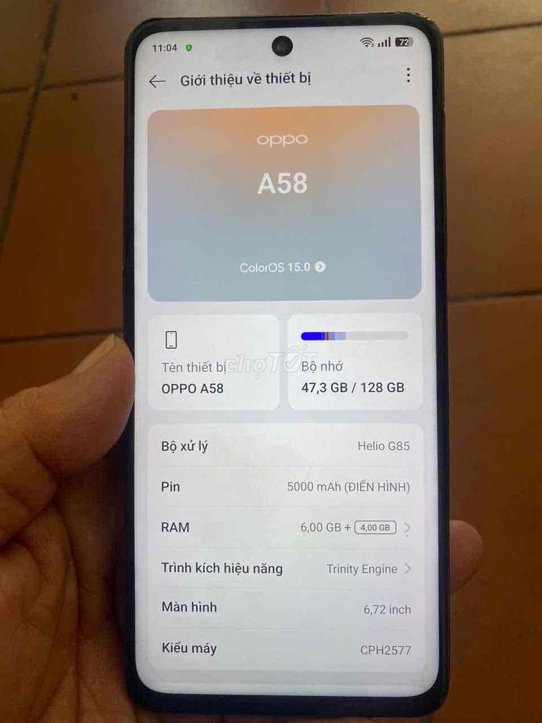 Oppo A58 128GB Xám. Mua bán Điện thoại tại Thành phố Thủ Đức Tp Hồ Chí Minh được đăng bởi Thanh Tâm hình 1