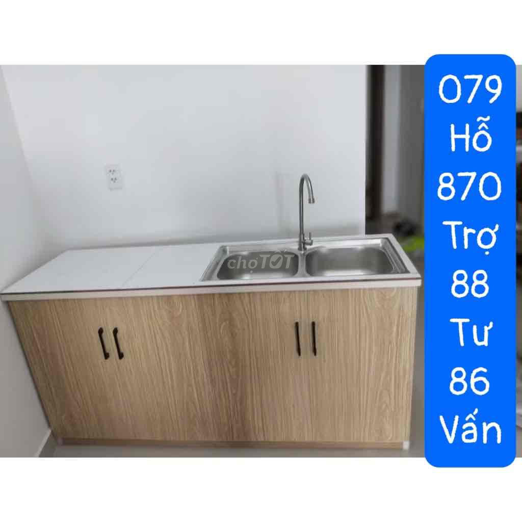 bếp nhựa_tủ BẾP NHỰA 1m6 bồn đôi mặt 50cm