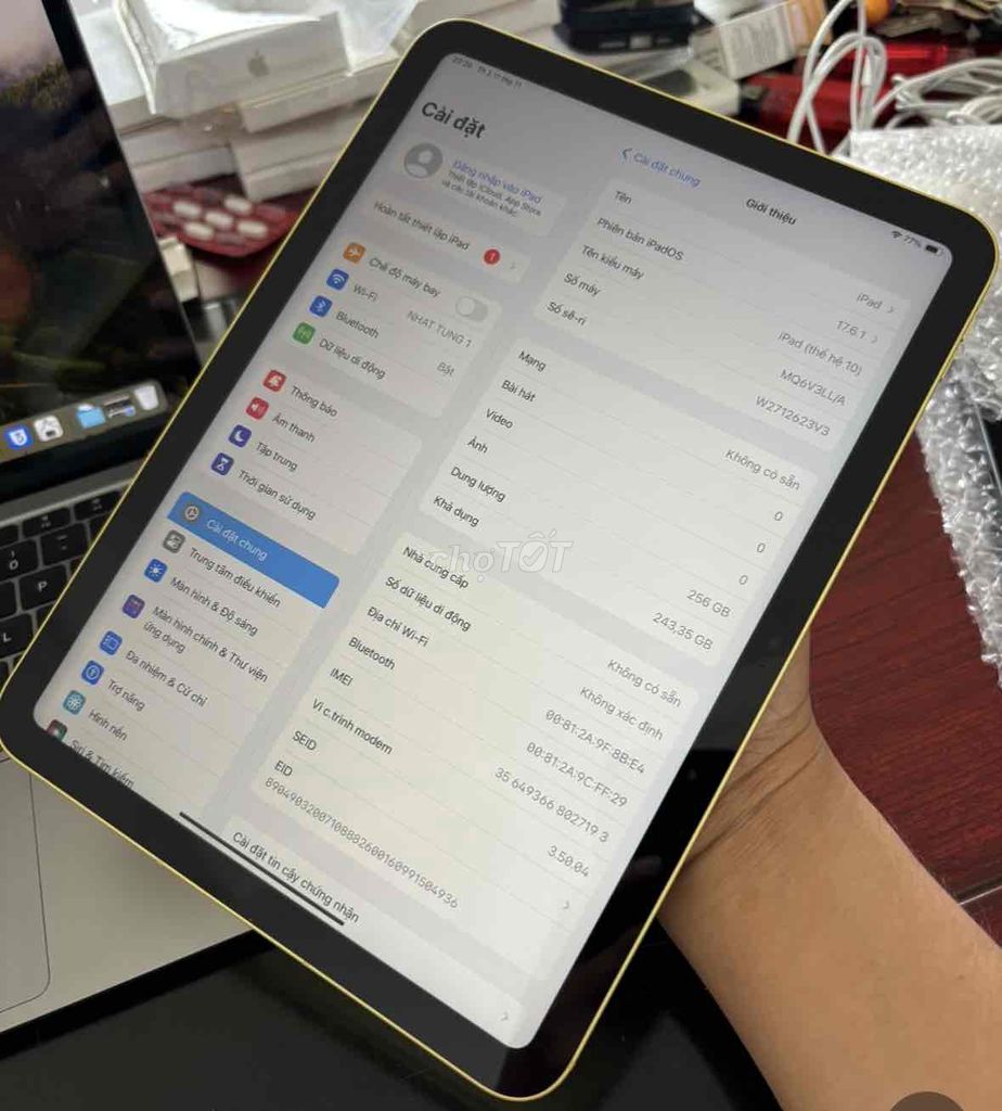 iPadGen10 256G(5g+wifi) BH 9/2025 Mới 100%.Sạc 0L
