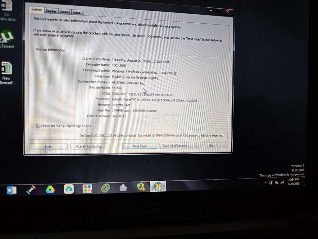 Asus K43SD I5 8GB/SSD 500GB Đen. Mua bán Laptop tại Huyện Hóc Môn Tp Hồ Chí Minh được đăng bởi Phước hình 1