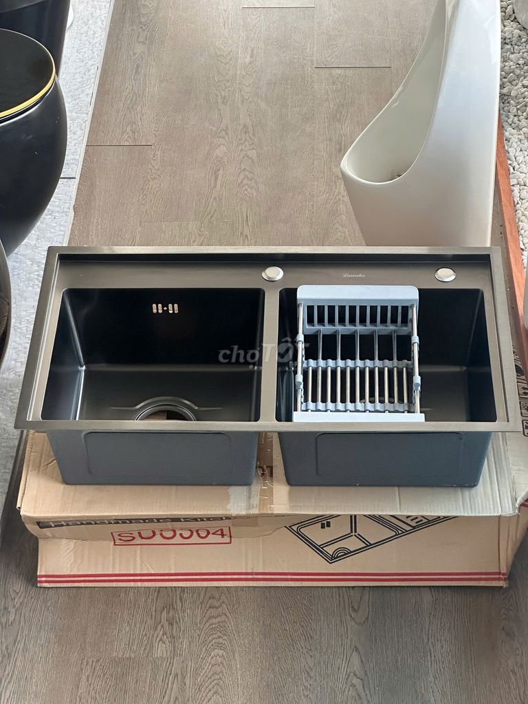CHẬU RỬA CHÉN 2 HỘC INOX 304 PHỦ NANO ĐEN. Mua bán Thiết bị vệ sinh, nhà tắm tại Huyện Hóc Môn Tp Hồ Chí Minh được đăng bởi Thiết bị vệ sinh hình 1