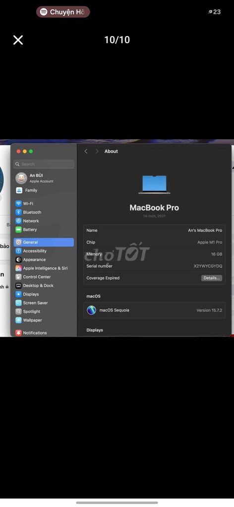 Apple MacBook Pro M1 Pro 14 inch 16GB/512GB. Mua bán Laptop tại Thành phố Thủ Đức Tp Hồ Chí Minh được đăng bởi Tuấn hình 1