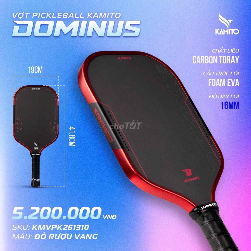 Vợt Pickleball Kamito Dominus Carbon Toray. Mua bán Đồ thể thao, Dã ngoại tại Quận 7 Tp Hồ Chí Minh được đăng bởi Duc Pham hình 1