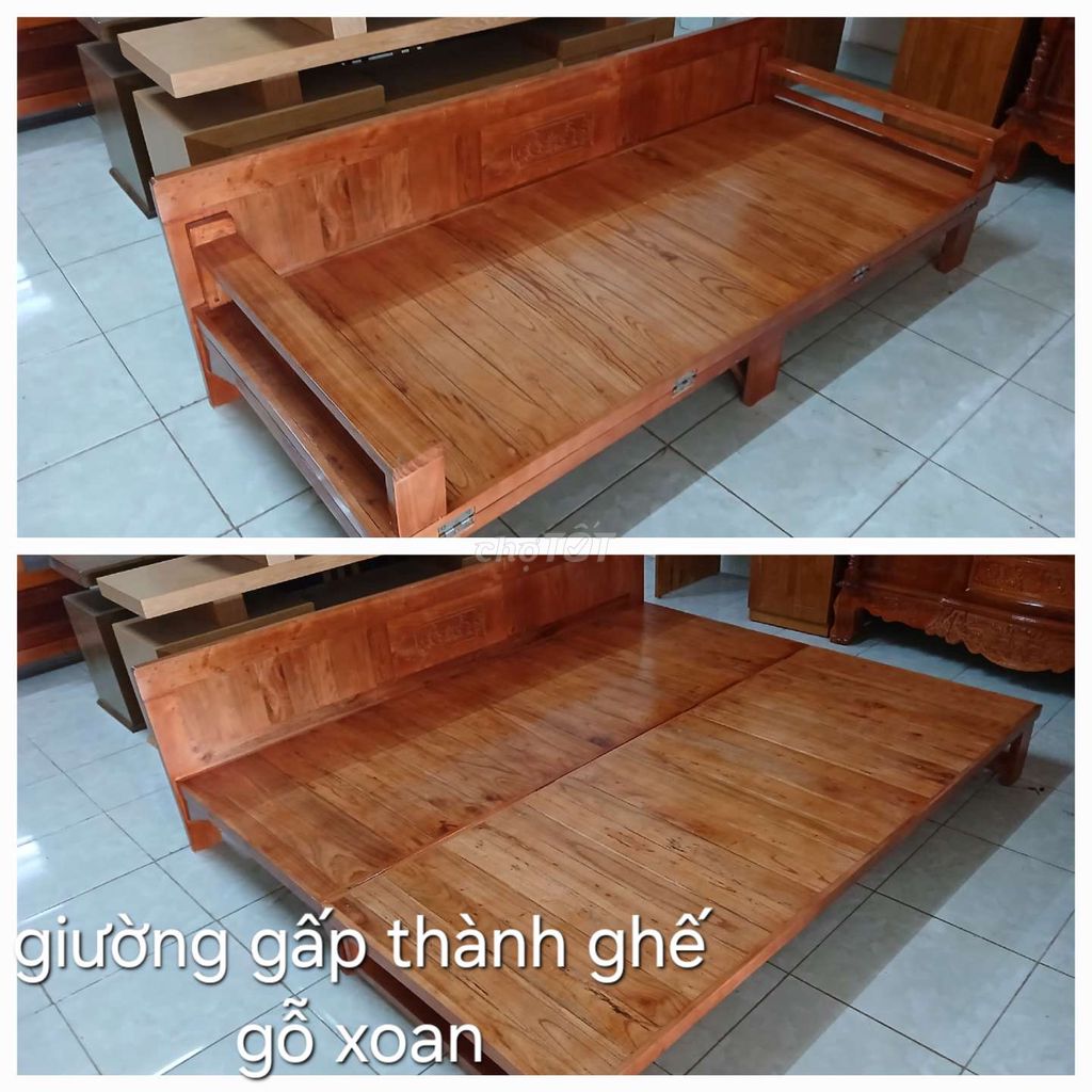 Giường gấp thành ghế gỗ xoan. Mua bán Giường, chăn ga gối nệm tại Thành phố Buôn Ma Thuột Đắk Lắk được đăng bởi NỘI THẤT BUÔN MA THUỘT hình 1