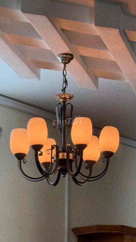 Đèn trần 6 Bóng Chao Thuỷ Tinh. Mua bán Đèn tại Huyện Hóc Môn Tp Hồ Chí Minh được đăng bởi Thiên Ân Lữ hình 1