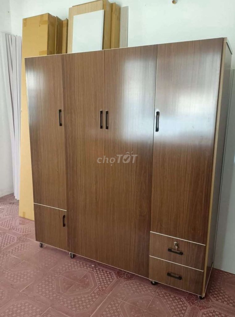 TỦ NHỰA ĐÀI LOAN 4 CÁNH MÀU ÓC CHÓ . Mua bán Tủ, kệ gia đình tại Thị xã Bến Cát Bình Dương được đăng bởi Tủ nhựa đài loan hoàng quân hình 1