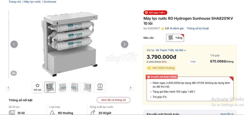 Máy lọc nước Sunhouse SHA8201KV. Mua bán Bếp, lò, đồ điện nhà bếp tại Huyện Thạch Thất Hà Nội được đăng bởi Tun hình 1