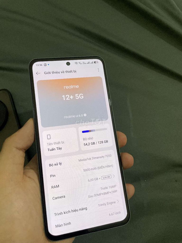 Realme 12+ 5G 128GB Xanh lá. Mua bán Điện thoại tại Quận Ninh Kiều Cần Thơ được đăng bởi Thanh hình 1