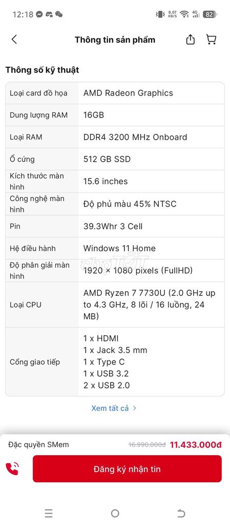 MSI Modern 15 AMD R7 15.6 inch 16GB/512GB. Mua bán Laptop tại Huyện Lục Nam Bắc Giang được đăng bởi Hoàng Minh Đức hình 1