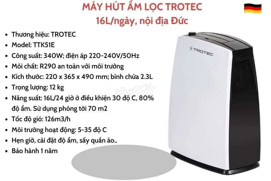 HÚT ẨM TROTEC 16L/ngày( nội địa Đức)