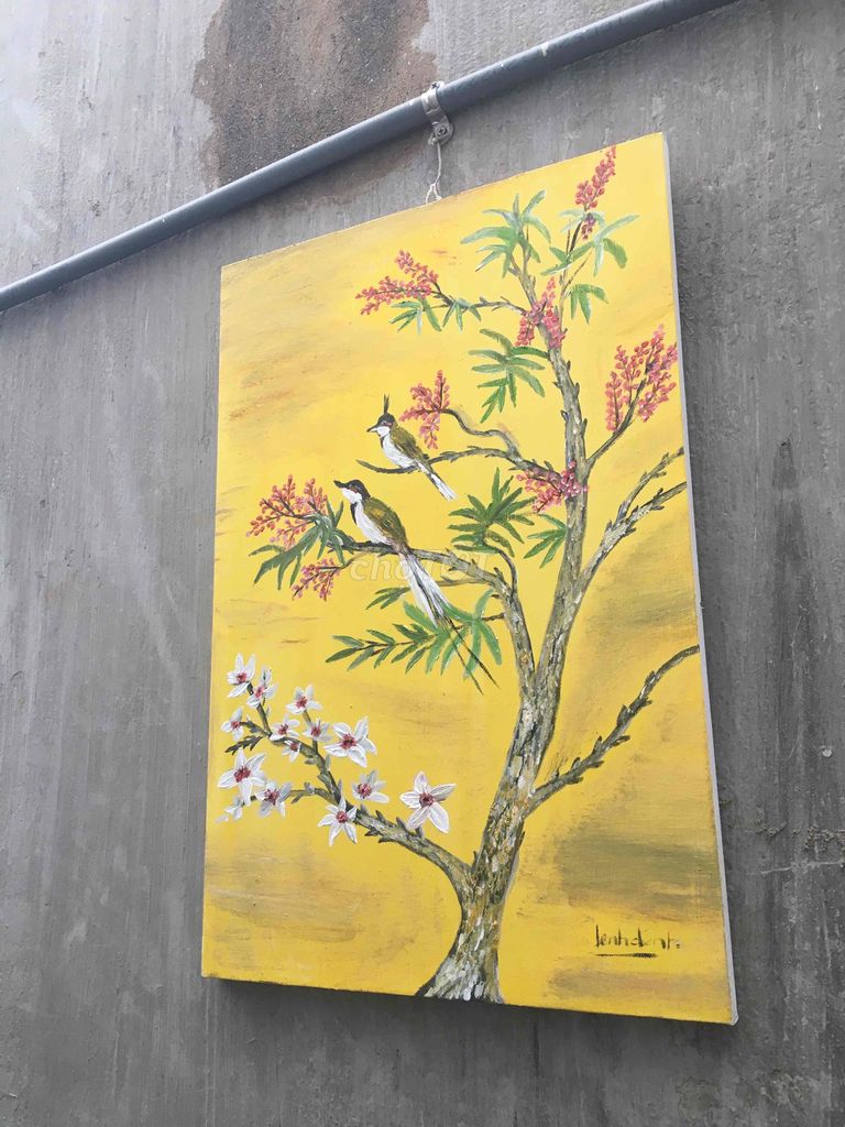 Tranh sơn dầu vẽ đôi Chim  45x65cm. Mua bán Đồ sưu tầm, đồ cổ tại Thành phố Biên Hòa Đồng Nai được đăng bởi xưa cũ biên hoà hình 1