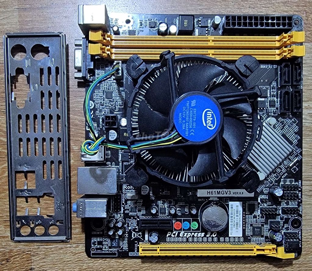 Main H61 kèm fe + quạt  socket 1155 lắp micro ATX