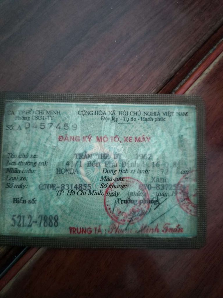 Cần bán chiếc cúp như hình giấy tờ đầy đủ. Mua bán Xe máy tại Huyện Hóc Môn Tp Hồ Chí Minh được đăng bởi A Tuấn hình 6