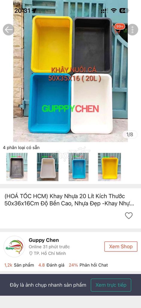 15 cái Khay nuôi cá Guppy 20 Lít. Mua bán Phụ kiện, Thức ăn, Dịch vụ tại Huyện Hóc Môn Tp Hồ Chí Minh được đăng bởi Phạm Minh Trí hình 1