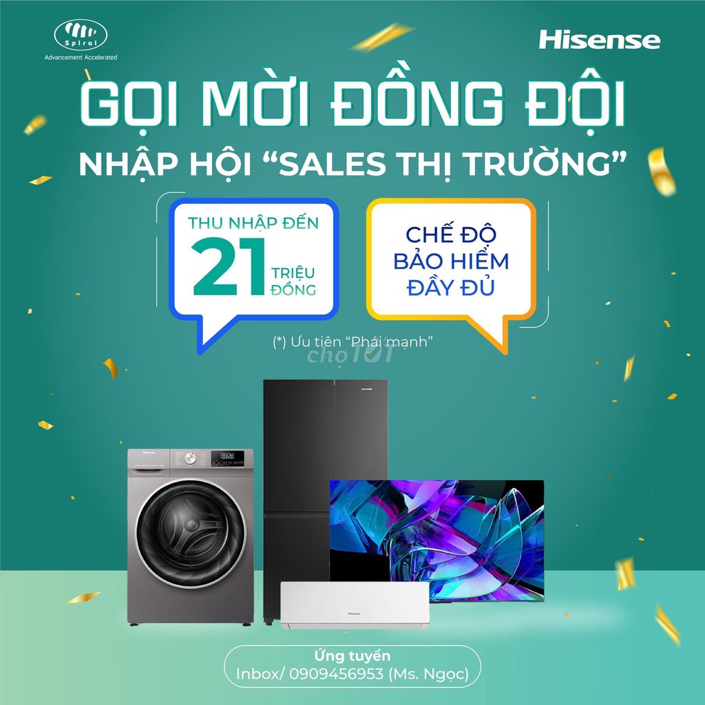 Hisense Bến Tre Tuyển NV Sale Thị Trường Điện Máy