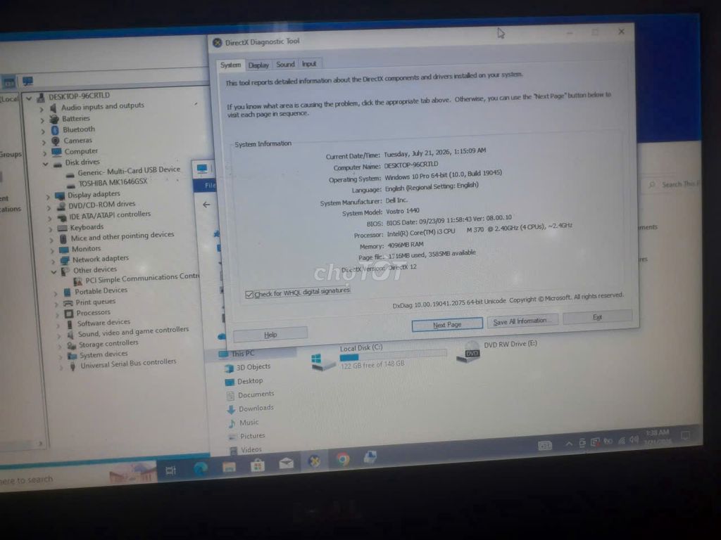 dell i3 4g 160g 14in ok +mua đổi lk pc laptop hư. Mua bán Laptop tại Huyện Hóc Môn Tp Hồ Chí Minh được đăng bởi thanh hình 1