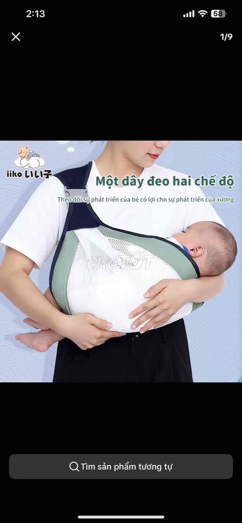 Địu em bé iiko Vải lưới. Mua bán Mẹ và bé tại Quận 8 Tp Hồ Chí Minh được đăng bởi Ngoc Kieu Loan Le hình 1