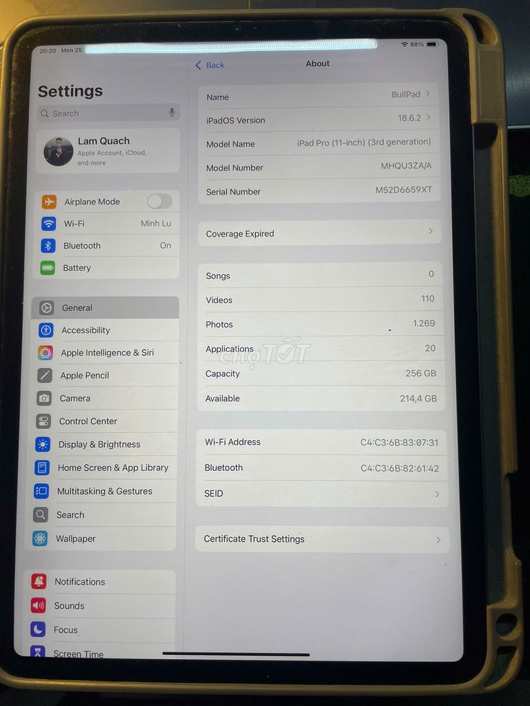 Apple iPad Pro 11 inch 256GB. Mua bán Máy tính bảng tại Quận Hoàn Kiếm Hà Nội được đăng bởi Tên chưa cung cấp hình 1
