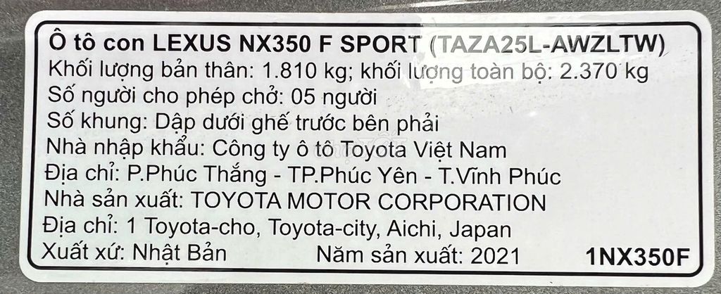 Lexus NX-350 F-Sport đăng ký 22 một chủ từ đầu. Mua bán Ô tô tại Thành phố Biên Hòa Đồng Nai được đăng bởi Thái Phạm hình 7